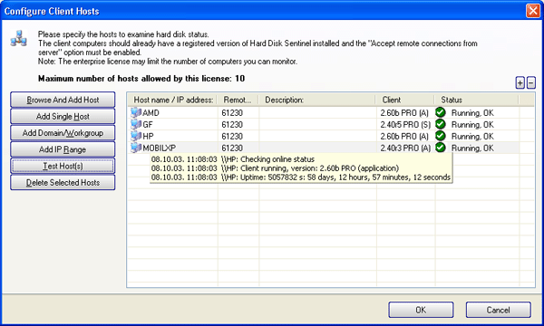 Configure client hosts - add/verify/remove hosts to control