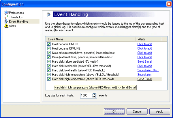 Configure event handling