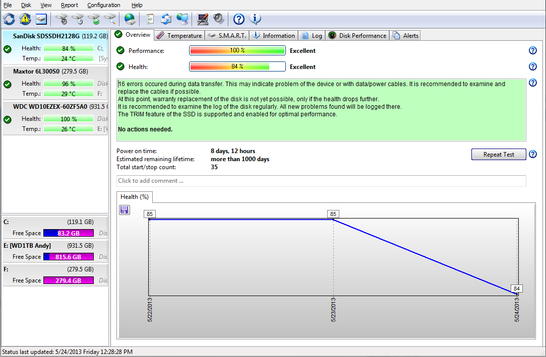 2 week old SSD at 84%, don't understand report. • Hard ...