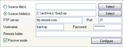 Archive (upload) files to FTP server