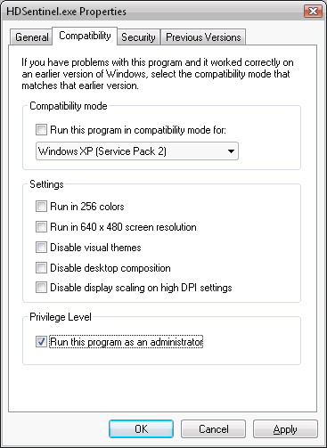 Enable to run as Administrator