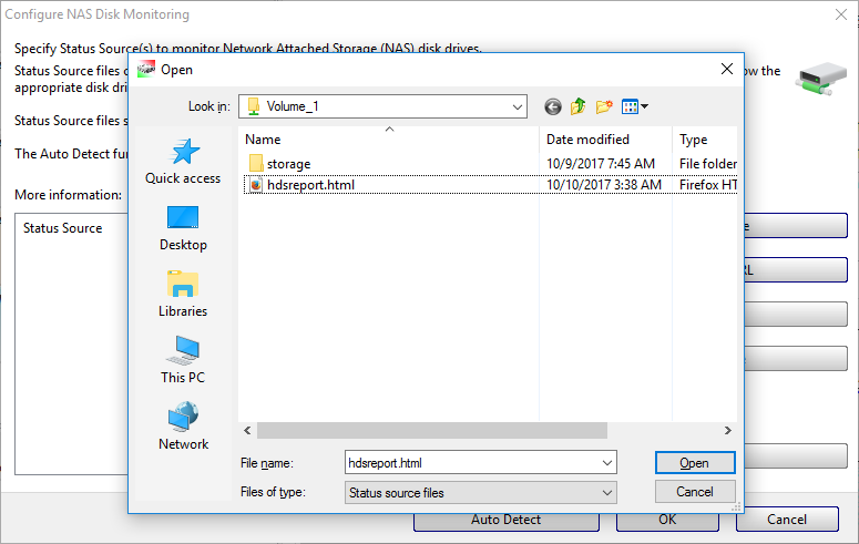 Browse and open Status Source in Hard Disk Sentinel Professional